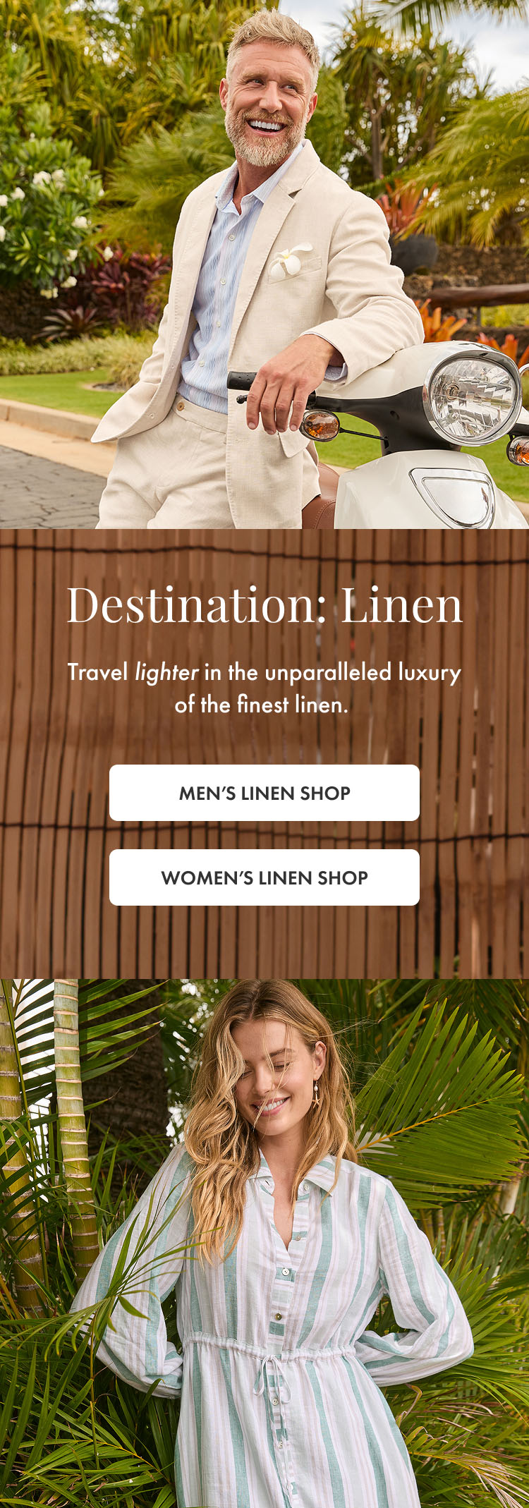 Shop Linen for Her and Shop Linen for Him