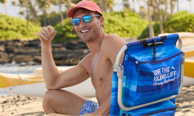Man sitting on a beach chair