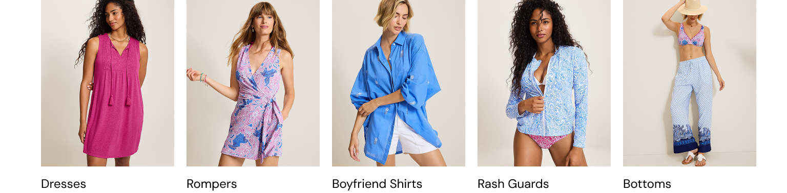 Coverups - Dresses, Rompers, Rashguards, Boyfriend Shirts & Bottoms