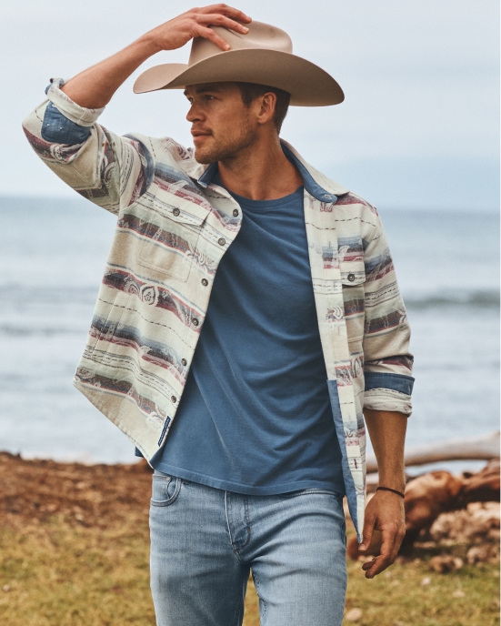 Man in a floral shirt