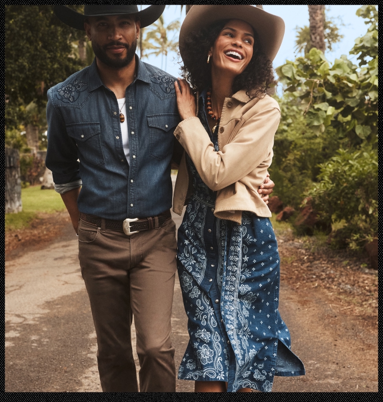 Couple wearing Tommy Bahama x Stetson