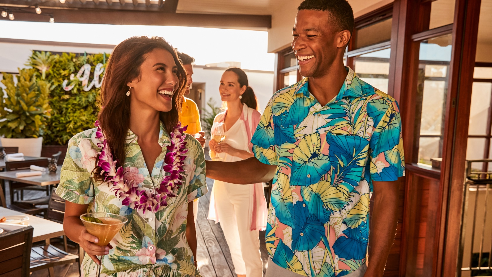 Guests socializing at Tommy Bahama