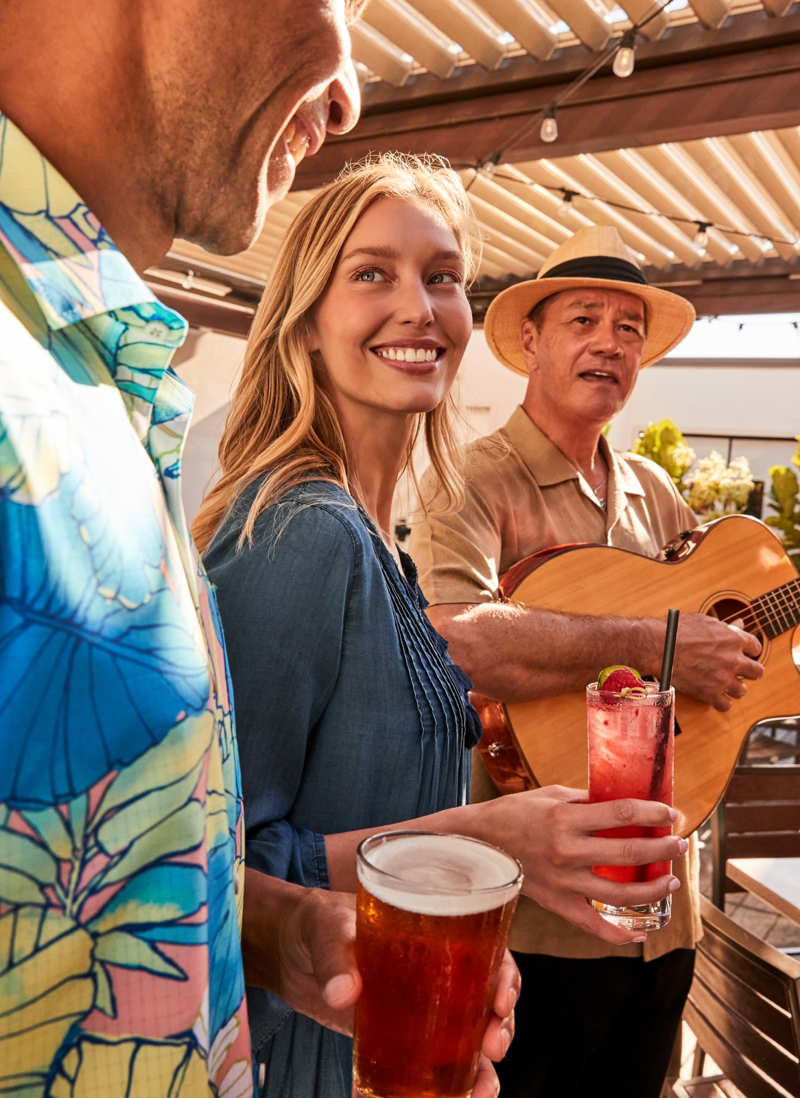 Guests enjoying drinks and live music