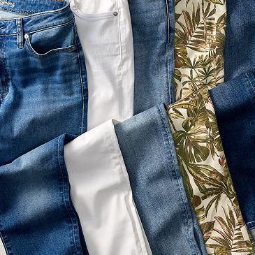 image of women's colorful denim collage
