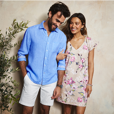 Tommy Bahama Women's Linen lounging in the summer