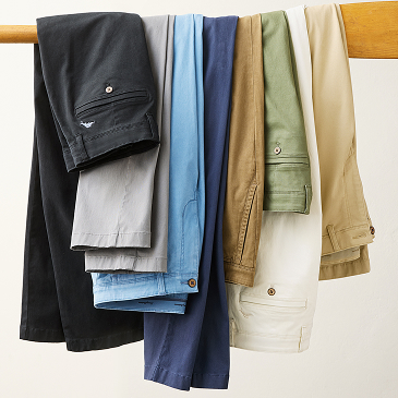 Eight different colors of the Boracay Island Chino Pants