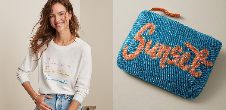 Women's Sunset Cashmere-Blend Sweater An Beaded Bag