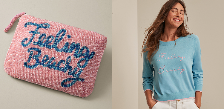 Women's Feeling Beachy Cashmere-Blend Sweater And Beaded Bag