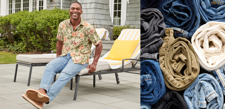 Man Wearing Denim Lounging Outside