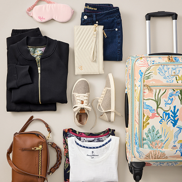 Women's packing items sprawled out