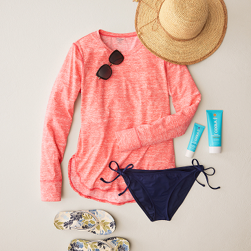 Spread of sun protective swimwear