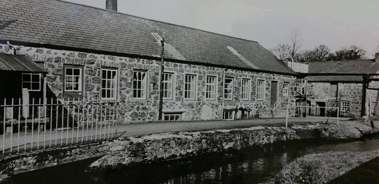 Black and White Photograph of Old Mill