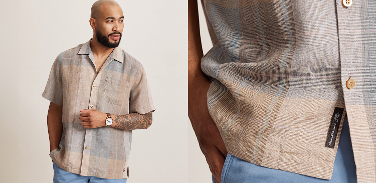 Relaxed Short-Sleeve Light Brown Shirt