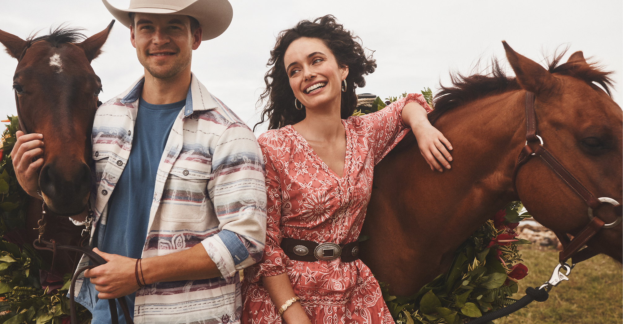 Couple wearing Stetson cowboy cool and Tommy Bahama coastal chill
