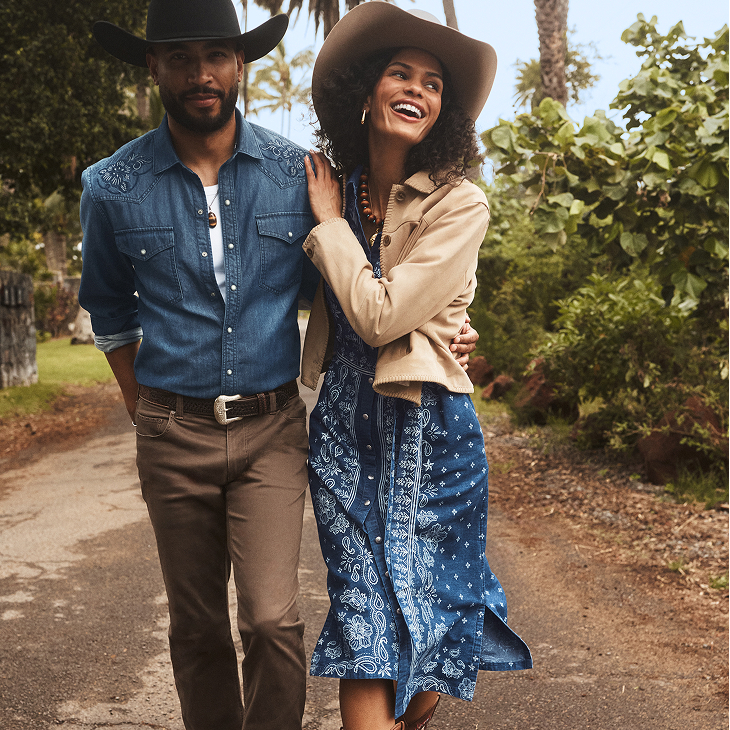 Couple wearing collection pieces