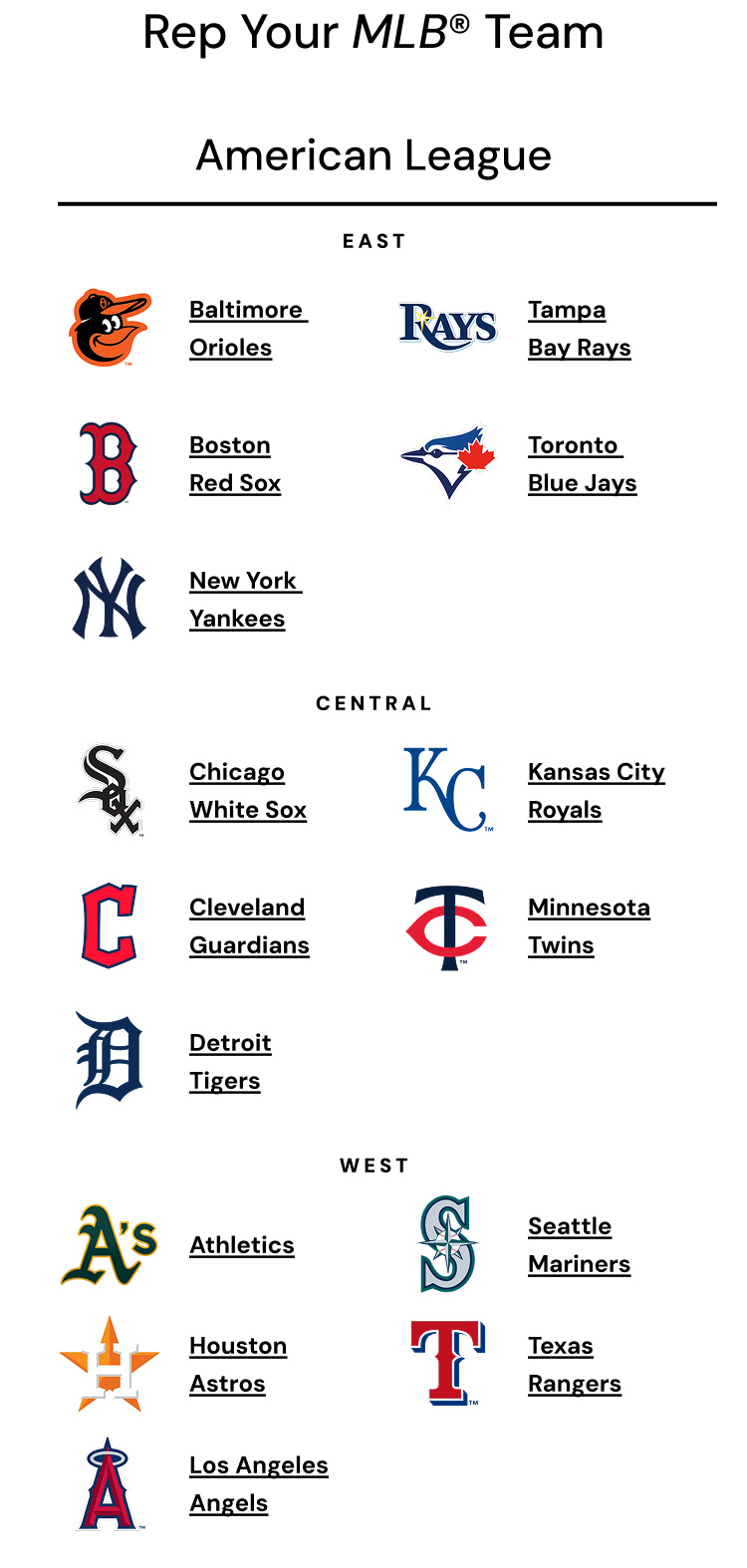 Rep your MLB Team: American League