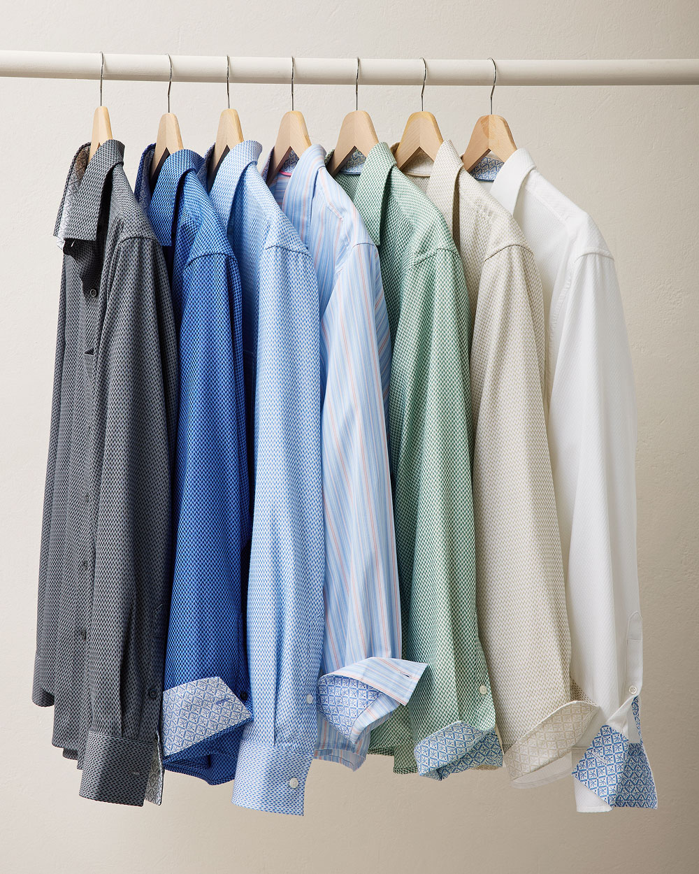 Shirts Lined Up On A Rack