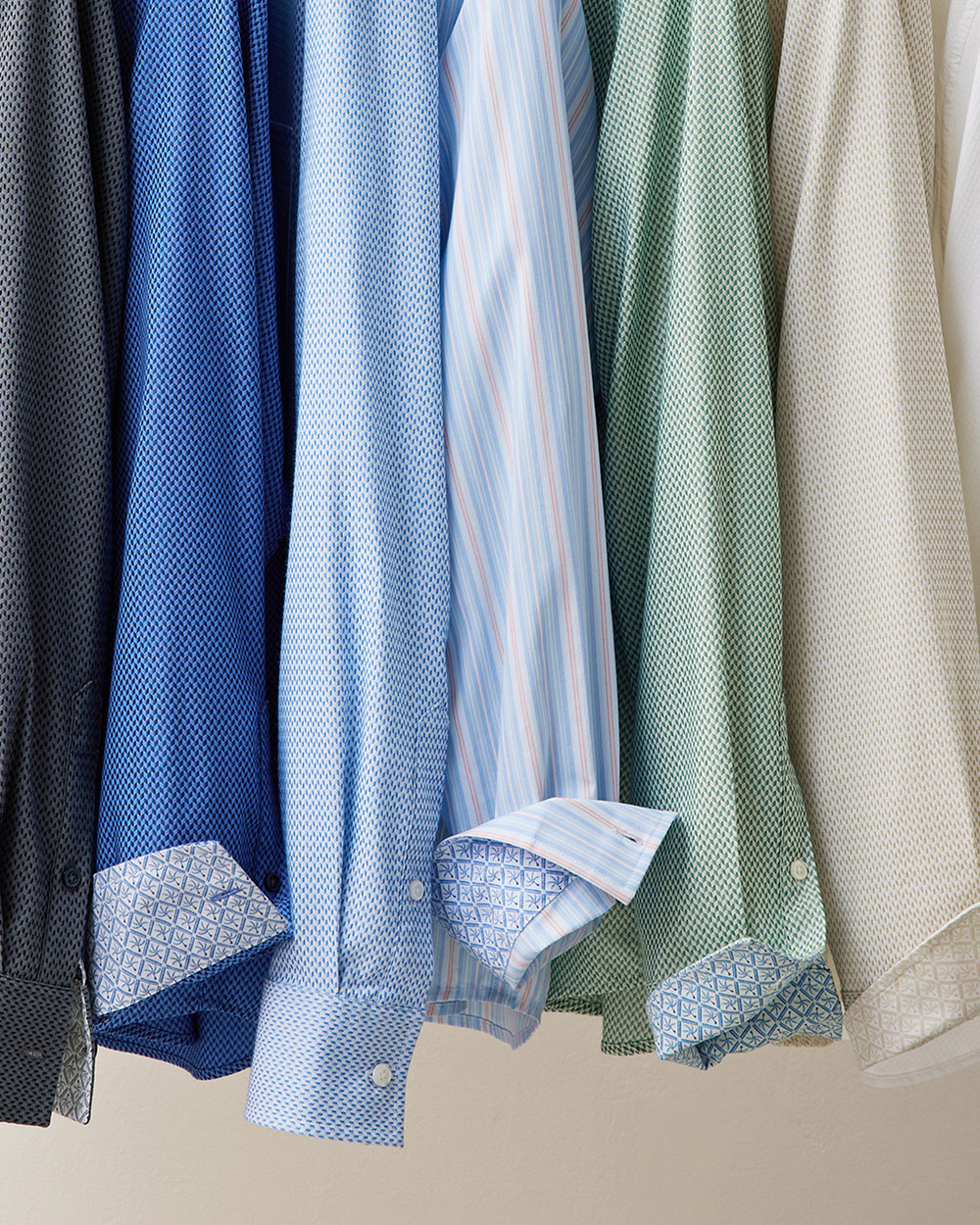 Long Sleeve Dress Shirts Lined Up