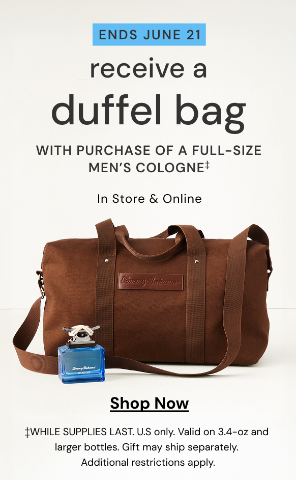 Duffel Bag with purchase of various size men's fragrances