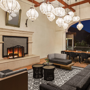 Outdoor fireplace and meeting space
