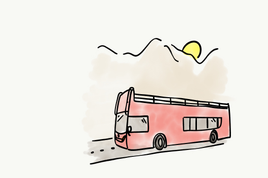 Tommy Bahama Illuminated Bus Tour Drawing