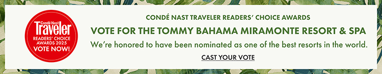 Conde Nast Traveler 2025 Reader's Choice Awards. Vote for the Tommy Bahama Miramonte Resort & Spa.