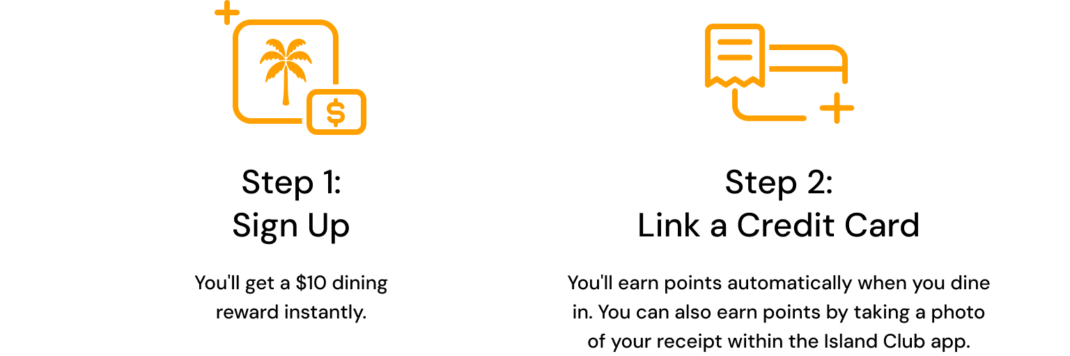 Step 1: Sign Up; Step 2: Link a Credit Card