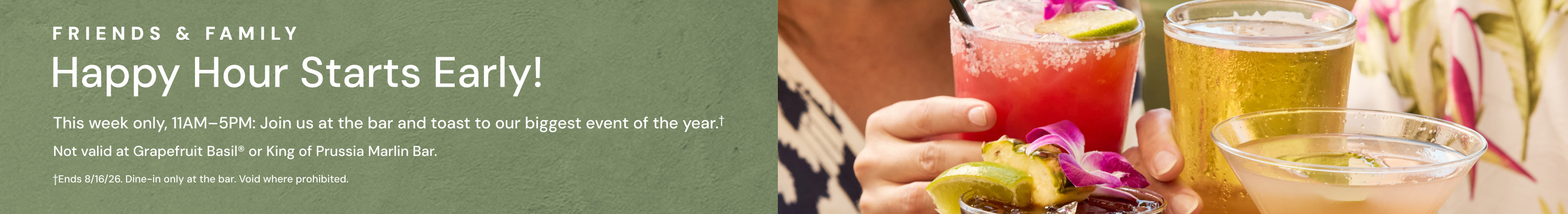 Friends & Family: Happy Hour Starts Early!